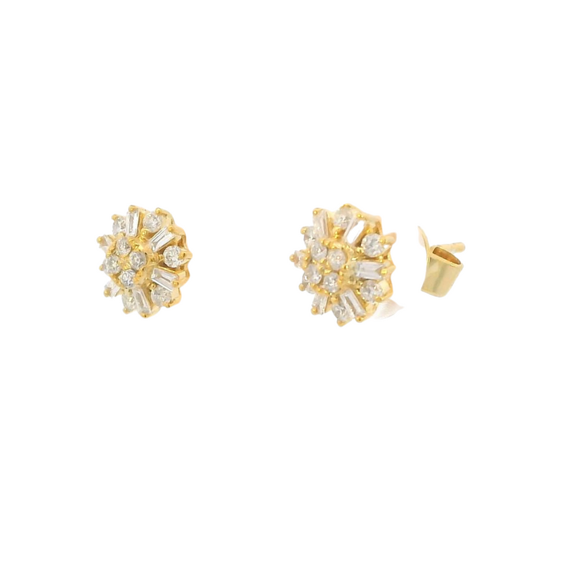 Levi Yellow Gold Diamond Stud Earrings