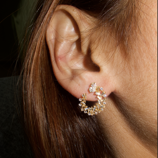 Quinn Yellow Gold Diamond Earrings