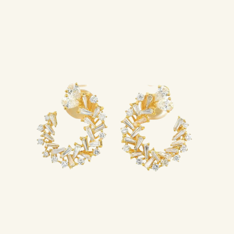 Quinn Yellow Gold Diamond Earrings